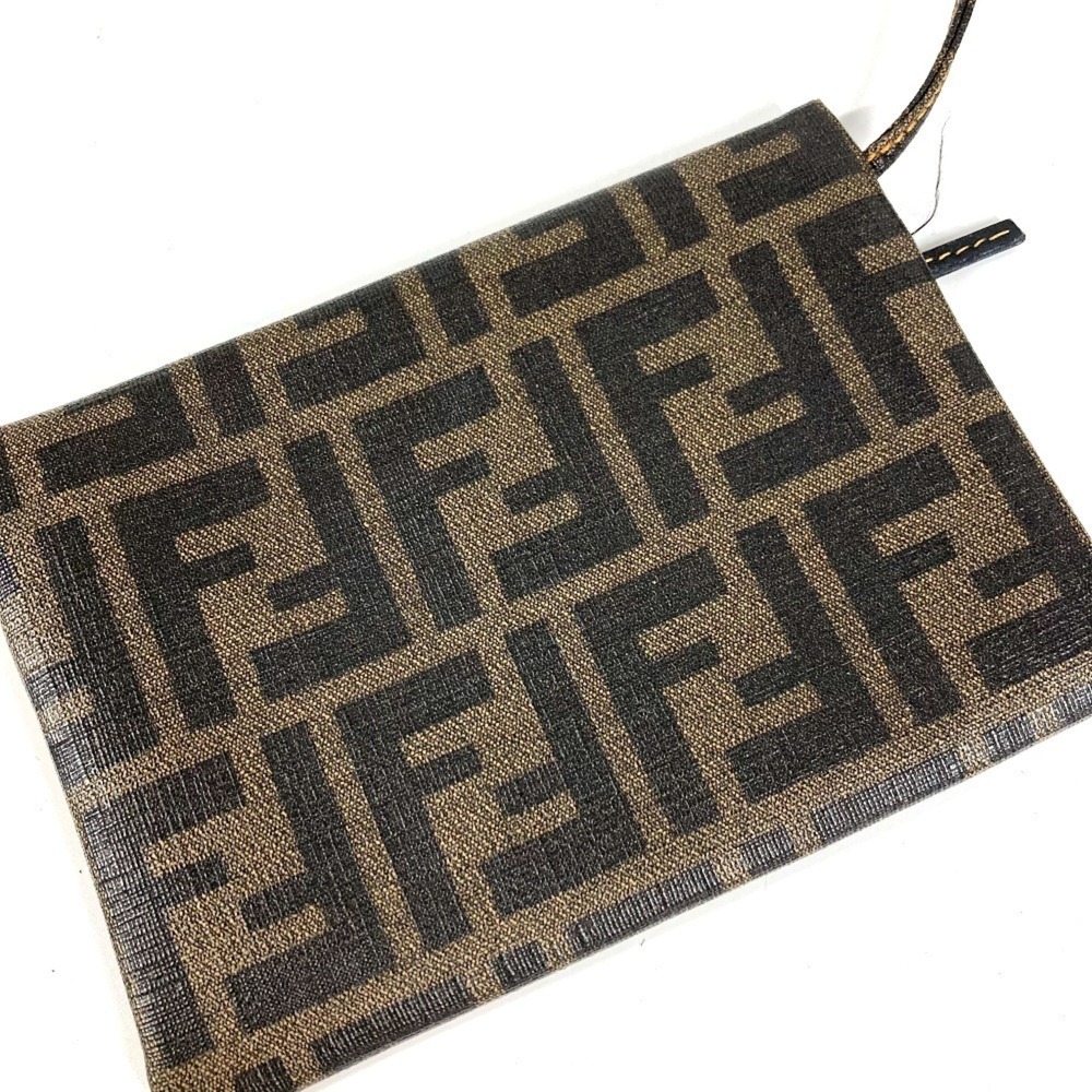 FENDI handbag with pouch, Zucca mesh logo, tote bag, shoulder women's, brown. - Picture 8 of 13
